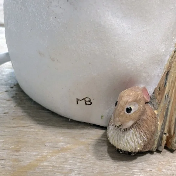 Morjolein Bastin Snowman Lamp & Shade Holly/Rabbit/Bird/Winter 11”T Whimsical - Picture 5 of 10